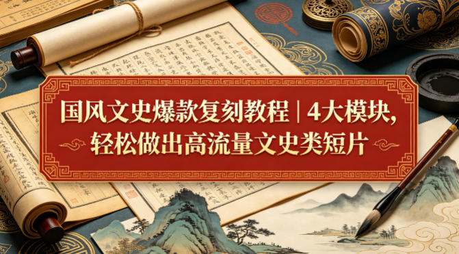 国风文史爆款复刻教程｜4大模块，轻松做出高流量文史类短片-创学资源站