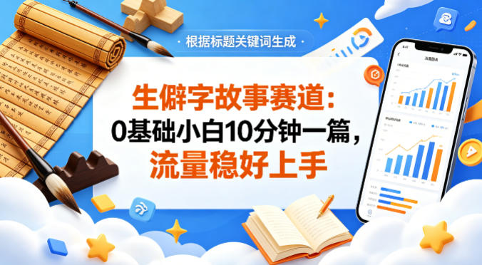 公众号流量主——生僻字故事赛道，流量稳，好上手，0基础小白也能10分钟一篇-创学资源站