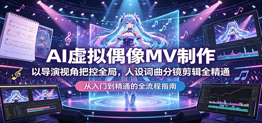 AI虚拟偶像MV制作：以导演视角把控全局，人设词曲分镜剪辑全精通-创学资源站