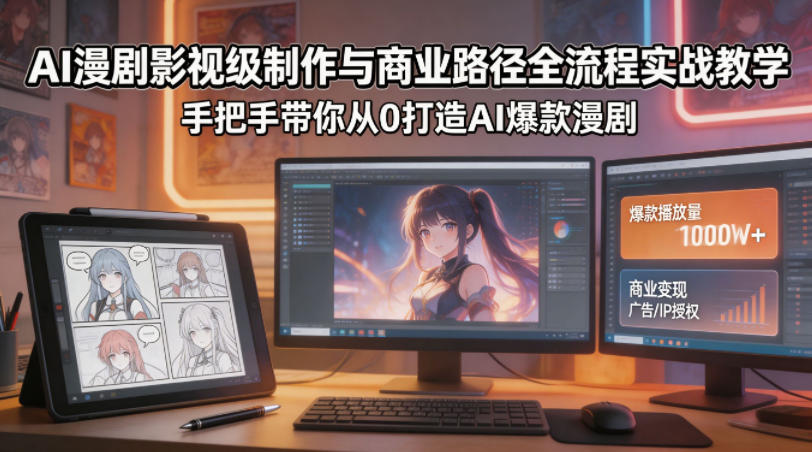 AI漫剧影视级制作与商业路径全流程实战教学，手带你从0打造AI爆款漫剧-创学资源站