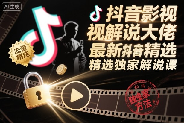 抖音影视解说大佬最新抖音进精选和独家方法，精选独家解说课(更新26年3月)-创学资源站