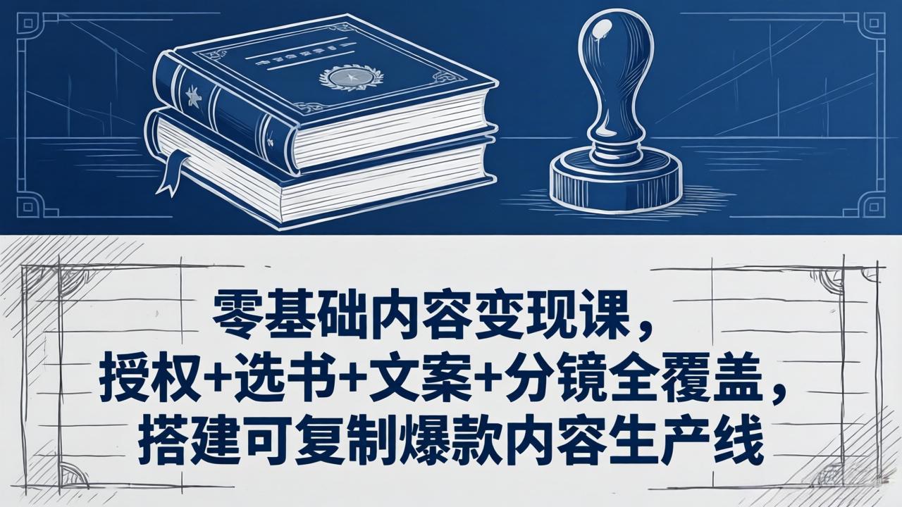零基础内容变现课，授权+选书+文案+分镜全覆盖，搭建可复制爆款内容生产线-创学资源站
