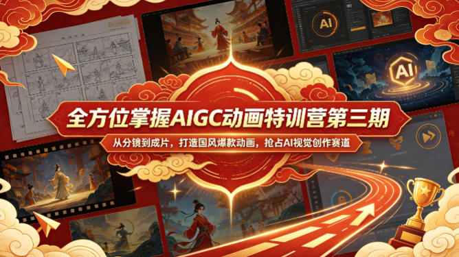 全方位掌握AIGC动画特训营第三期，从分镜到成片，打造国风爆款动画，抢占AI视觉创作赛道红利-创学资源站