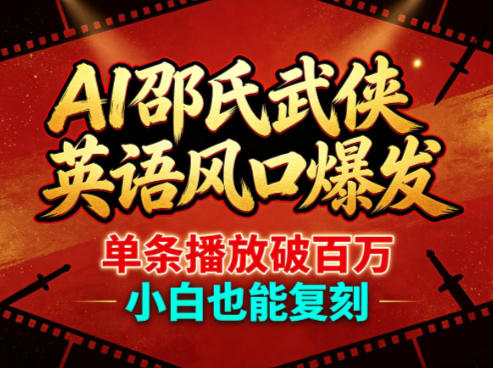 AI邵氏武侠英语风口爆发，单条播放破百万，小白也能复刻-创学资源站