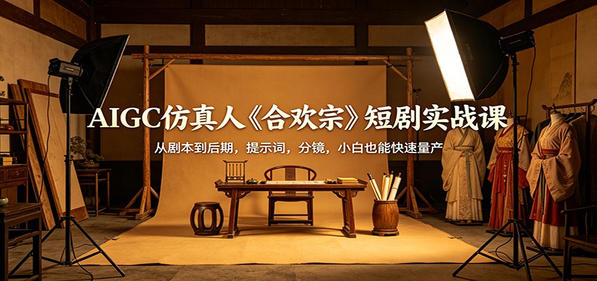 AIGC仿真人《合欢宗》短剧实战课：从剧本到后期，提示词，分镜，小白也能快速量产-创学资源站