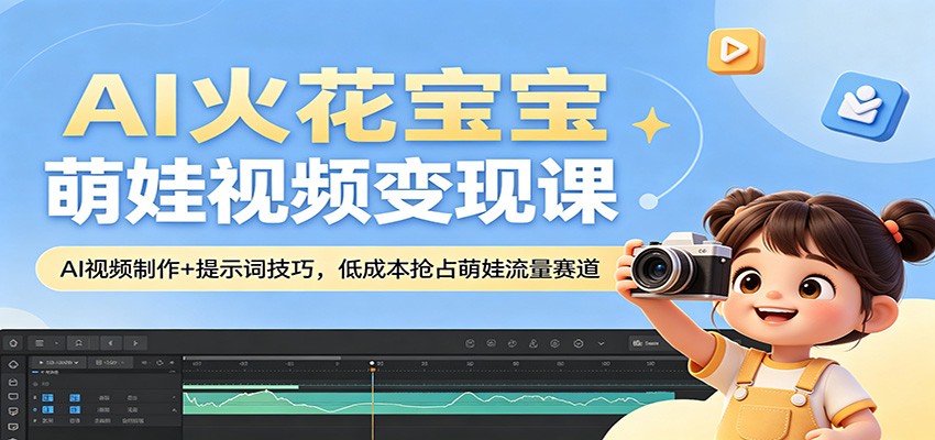 AI火花宝宝萌娃视频变现课：AI视频制作+提示词技巧，低成本抢占萌娃流量赛道-创学资源站