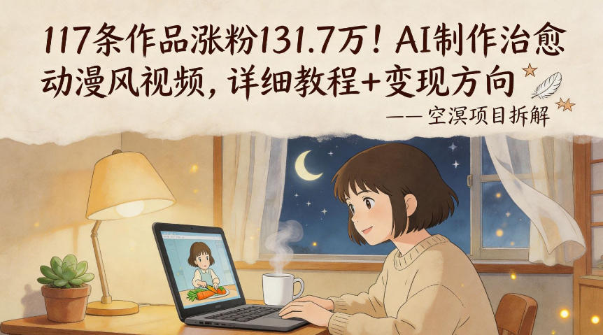 117条作品涨粉131.7W！AI制作治愈动漫风视频，详细教程+变现方向-创学资源站