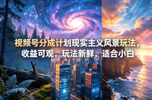 视频号分成计划现实主义风景玩法，收益可观，玩法新鲜，适合小白-创学资源站