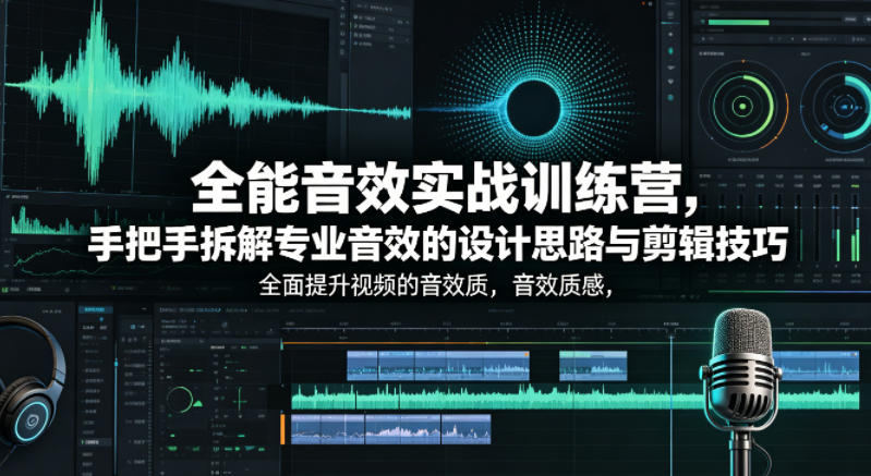 全能音效实战训练营，手把手拆解专业音效的设计思路与剪辑技巧，全面提升视频的音效质感-创学资源站