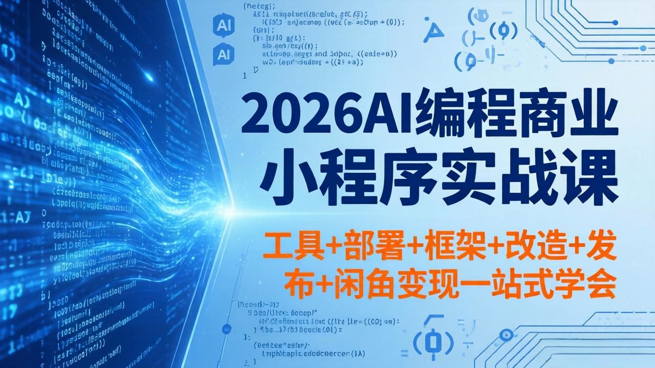 2026AI编程商业小程序实战课，工具+部署+框架+改造+发布+闲鱼变现一站式学会-创学资源站