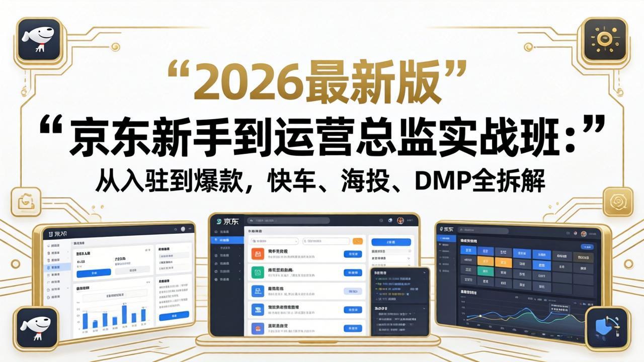 京东新手到运营总监实战班：从入驻到爆款，快车、海投、DMP全拆解，2026最新版-创学资源站