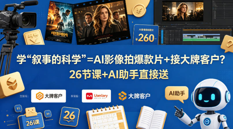 学《叙事的科学》=AI影像拍爆款片+接大牌客户？26节课+AI助手直接送【原创双语字幕】-创学资源站