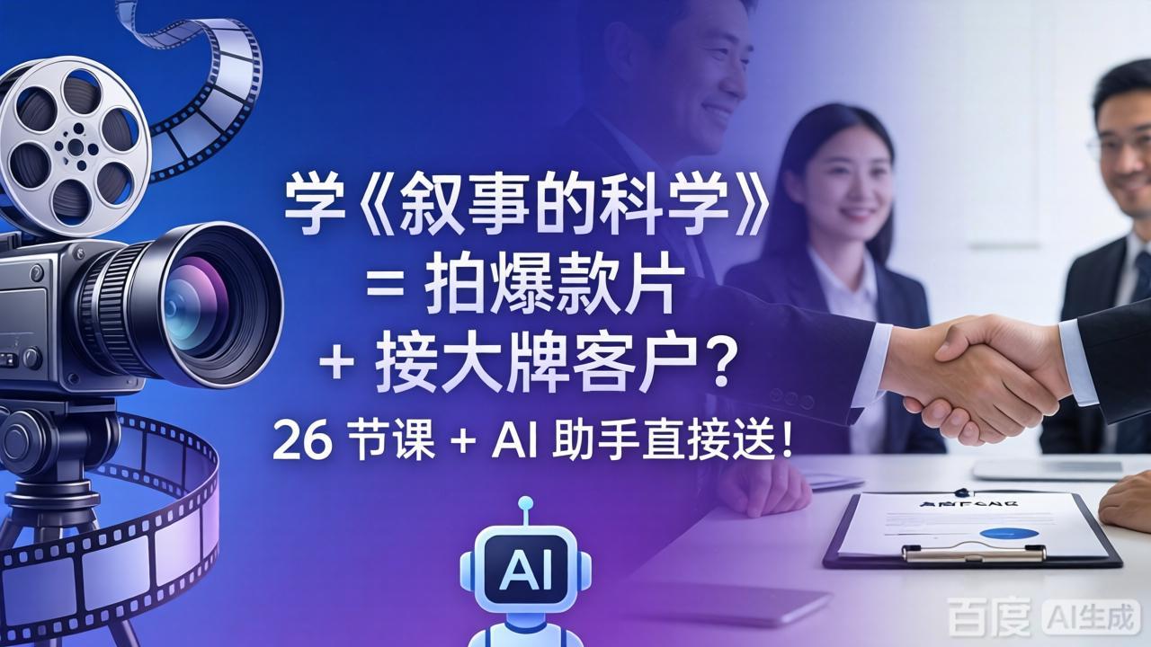学《叙事的科学》= 拍爆款片 + 接大牌客户？26 节课 + AI 助手直接送！-创学资源站