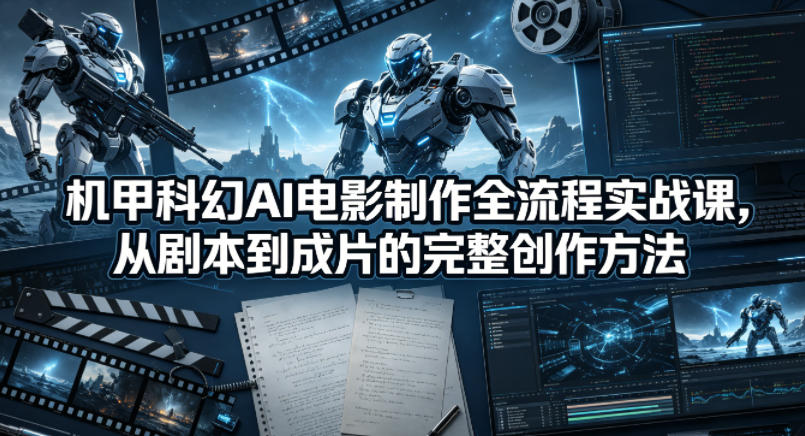 机甲科幻AI电影制作全流程实战课，从剧本到成片的完整创作方法-创学资源站