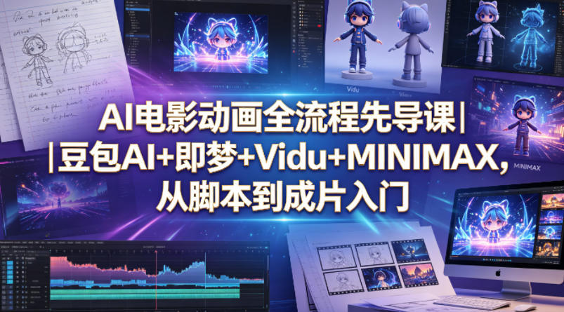 AI电影动画全流程先导课｜豆包AI+即梦+Vidu+MINIMAX，从脚本到成片入门-创学资源站