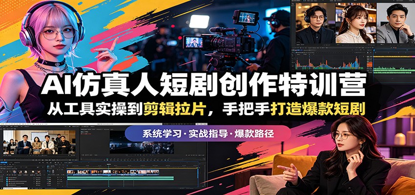 AI仿真人短剧创作特训营：从工具实操到剪辑拉片，手把手打造爆款短剧-创学资源站