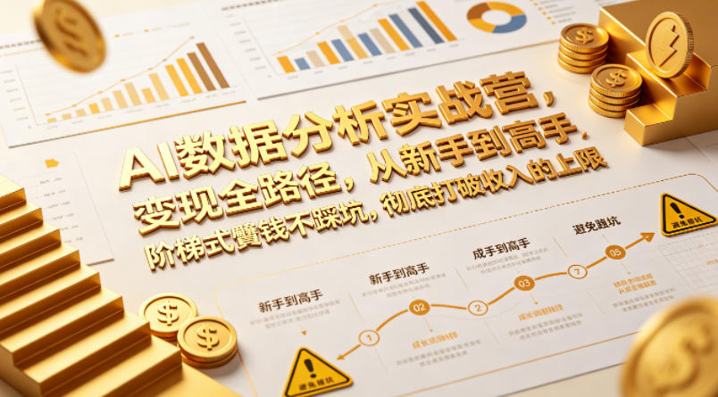 AI数据分析实战营，变现全路径，从新手到高手，阶梯式賺钱不踩坑，彻底打破收入的上限-创学资源站