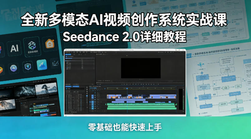 全新多模态AI视频创作系统实战课，Seedance 2.0详细教程，零基础也能快速上手-创学资源站