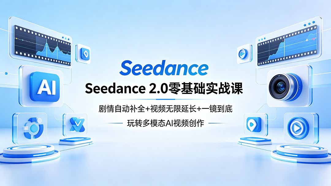 Seedance 2.0零基础实战课：剧情自动补全+视频无限延长+一镜到底：玩转多模态AI视频创作-创学资源站