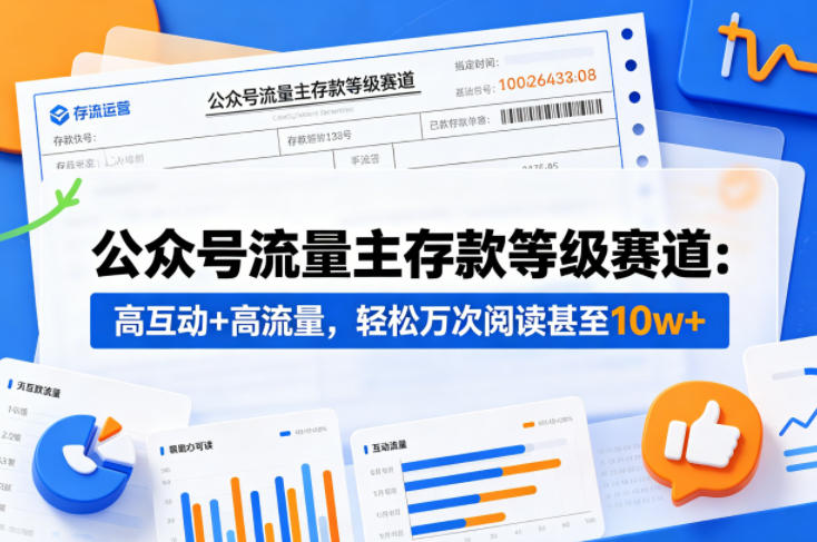 公众号流量主之存款等级赛道，高互动+高流量，轻松达到万次阅读，甚至10w+-创学资源站