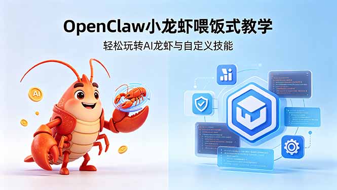 不用懂技术！OpenClaw小龙虾喂饭式教学，轻松玩转AI龙虾与自定义技能-创学资源站
