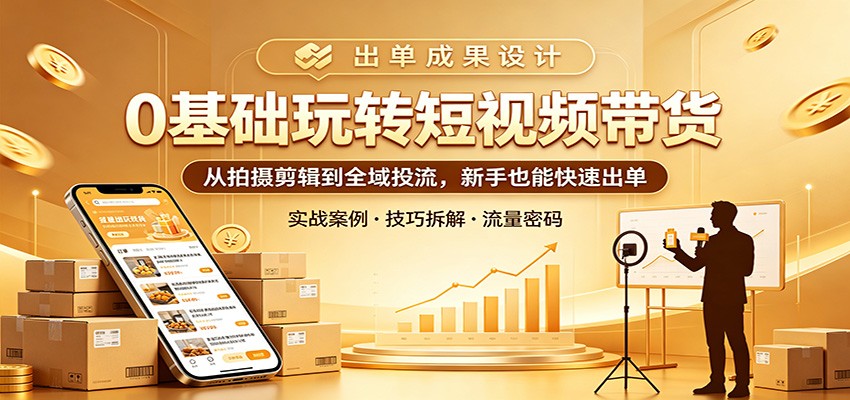 0基础玩转短视频带货：从拍摄剪辑到全域投流，新手也能快速出单-创学资源站