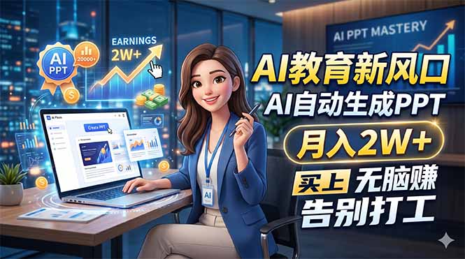 AI教育新风口，AI自动生成PPT，月入2W+，无脑赚，告别打工-创学资源站