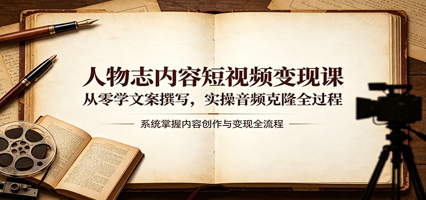 人物志内容短视频变现课：从零学文案撰写，实操音频克隆全过程-创学资源站