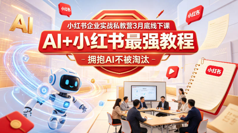 小红书企业实战私教营3月底线下课，AI+小红书最强教程，拥抱AI不被淘汰-创学资源站