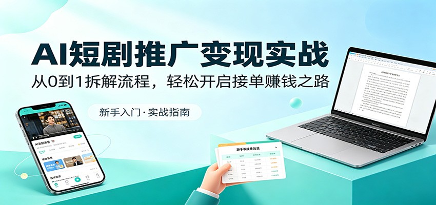 AI短剧推广变现实战：从0到1拆解流程，轻松开启接单赚钱之路-创学资源站