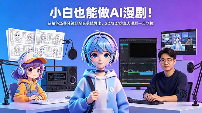 小白也能做AI漫剧！从角色场景分镜到配音剪辑导出，2D/3D/仿真人漫剧一步到位-创学资源站