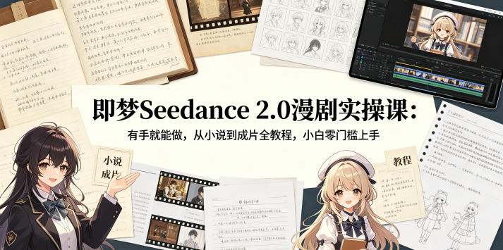 即梦Seedance 2.0漫剧实操课：有手就能做，从小说到成片全教程，小白零门槛上手-创学资源站