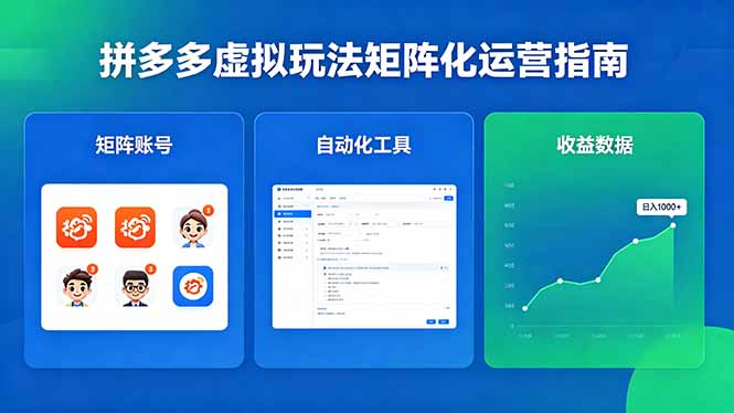 闭眼可复制的拼多多虚拟玩法，矩阵化运营，长期稳定日入 1000+-创学资源站