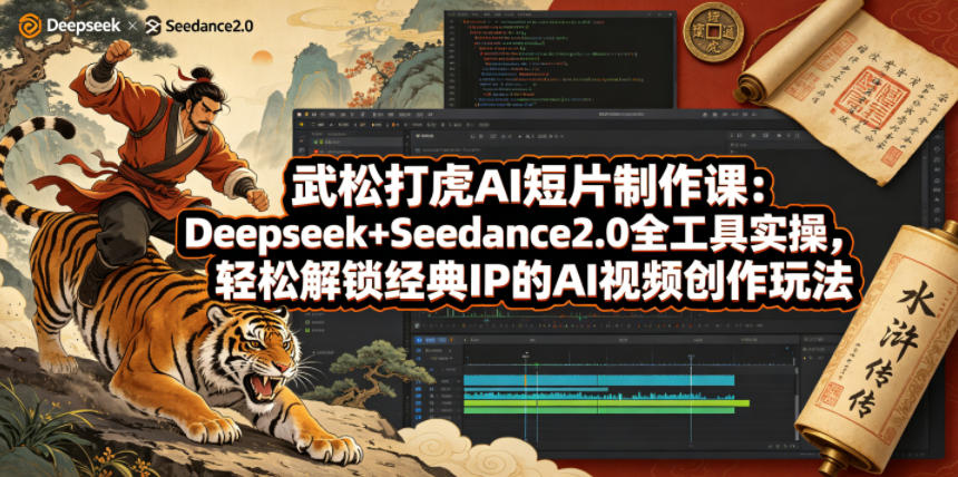 武松打虎AI短片制作课：Deepseek+Seedance2.0全工具实操，轻松解锁经典IP的AI视频创作玩法-创学资源站