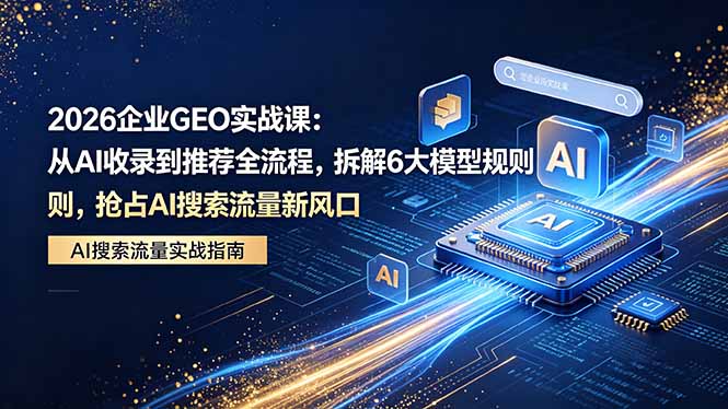 2026 企业GEO实战课：从AI收录到推荐全流程，拆解6大模型规则，抢占 AI 搜索流量新风口-创学资源站