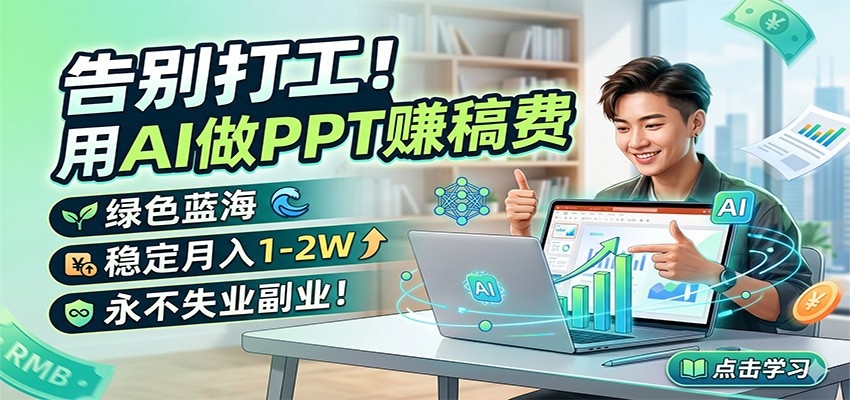 告别打工！用AI做PPT赚稿费，绿色蓝海，稳定月入1-2W，永不失业副业！-创学资源站
