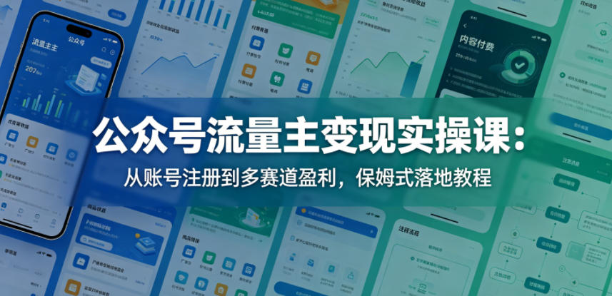 公众号流量主变现实操课：从账号注册到多赛道盈利，保姆式落地教程-创学资源站