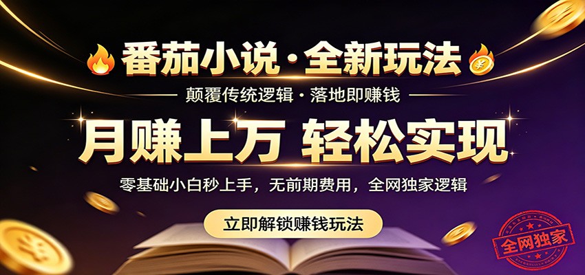番茄小说5月最新独家玩法，稳定落地实测月入过万！-创学资源站