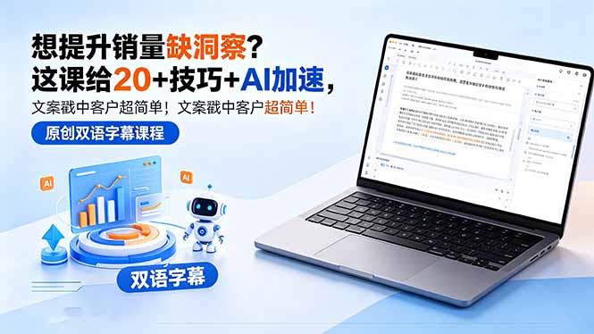 想提升销量缺洞察？这课给 20 + 技巧 + AI 加速，文案戳中客户超简单！【原创双语字幕】-创学资源站