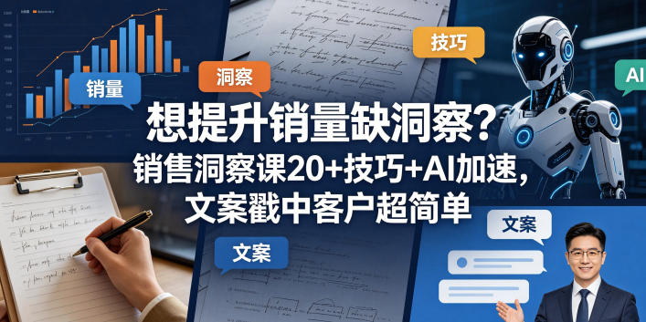 想提升销量缺洞察？销售洞察课20+技巧+AI加速，文案戳中客户超简单【原创双语字幕】-创学资源站