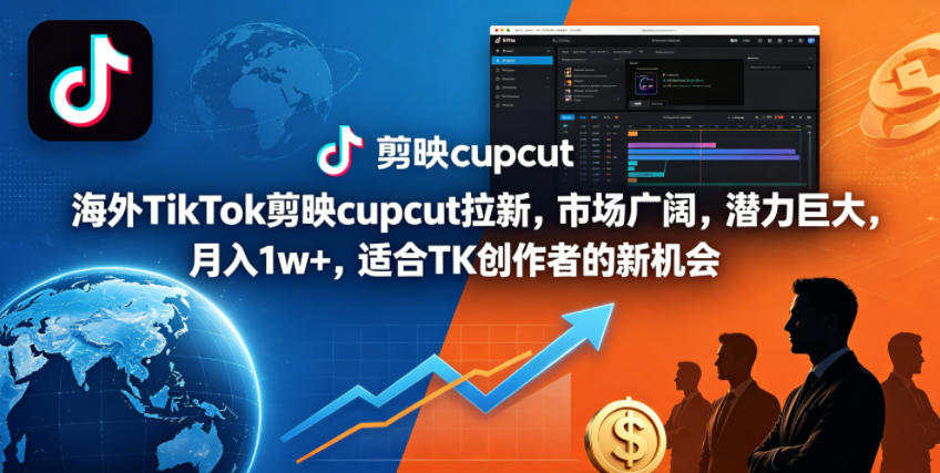 海外TikTok剪映cupcut拉新，市场广阔，潜力巨大，月入1w+，适合TK创作者的新机会-创学资源站