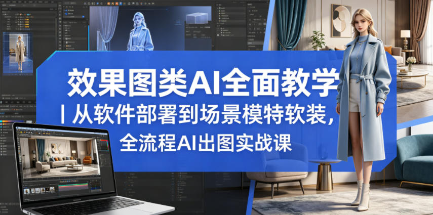 效果图类AI全面教学｜从软件部署到场景模特软装，全流程AI出图实战课-创学资源站