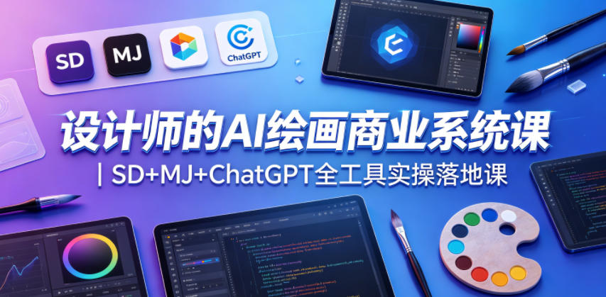 设计师的AI绘画商业系统课｜SD+MJ+ChatGPT全工具实操落地课-创学资源站