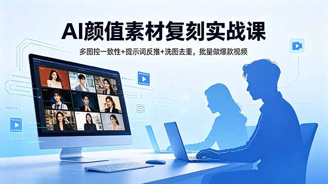 AI颜值素材复刻实战课，多图控一致性+提示词反推+洗图去重，批量做爆款视频-创学资源站