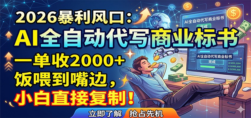 AI全自动代写商业标书，一单收2000+，饭喂到嘴边，小白直接复制-创学资源站