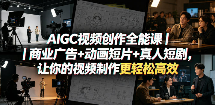 AIGC视频创作全能课｜商业广告+动画短片+真人短剧，让你的视频制作更轻松高效-创学资源站