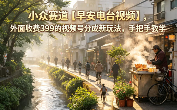 小众赛道【早安电台视频】，外面收费399的视频号分成新玩法，手把手教学-创学资源站