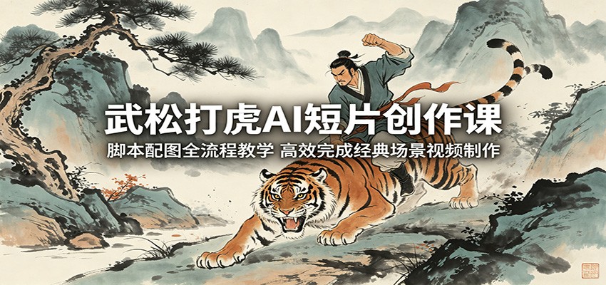 武松打虎AI短片创作课:脚本配图全流程教学,高效完成经典场景视频制作-创学资源站