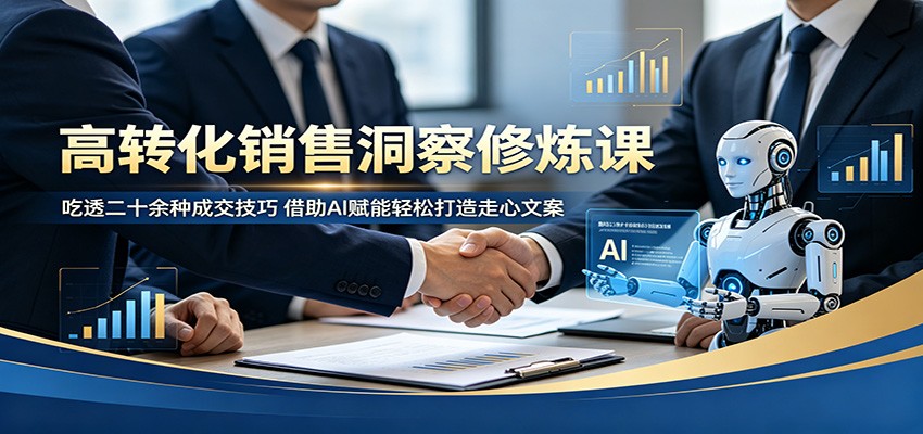 高转化销售洞察修炼课：吃透二十余种成交技巧，借助AI赋能轻松打造走心文案-创学资源站