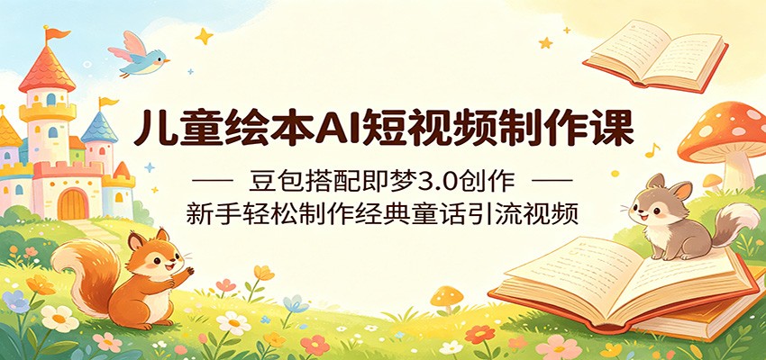 儿童绘本AI短视频制作课：豆包搭配即梦3.0创作，新手轻松制作经典童话引流视频-创学资源站
